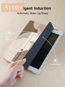 Ayotu Bow-Knot Brown Color Block Case Compatible With IPad 10.2 Inch 2021/2020 IPad 9th/8th Generation,IPad 10th Generation,Compatible With Samsung Galaxy Tab A8 10.5 Inch 2022, Tab Cover,With Pen Holder,Supports Automatic Sleep/Wake Lid - Multicolor - View 8