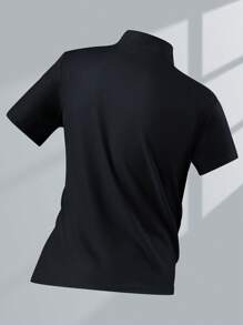 Conjunto deportivo informal de camiseta de manga corta y pantalón corto para hombre, color negro