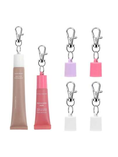 1/2 Stücke Lippgloss Schlüsselanhänger Halter Lippenbalsam Schlüsselanhänger Kappe Tragbarer Lippgloss Halter kompatibel mit LANGIGE 0,35oz & Aquaphor 0,35oz & Jack schwarz 0,25oz