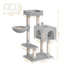 Cat Tree Tower 98cm Multi-Level Cat Climbing Frame With Hammock, Spacious Condo, Removable Bed, Scratching Posts & Toy Ball – Activity Centre For Indoor Cats And Kittens - Light Grey - View 8