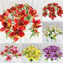 5/10 Stücke künstliche bunte Orchideen, künstliche Cattelan-Blumen, Fotografie-Requisiten, Tischdekoration für Zuhause, Hochzeit, Party, Dekoration, Valentinstag, Erntedankfest, Muttertag, Abschlussfeier