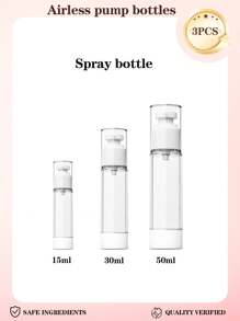 24pcs 15ml/30ml/50ml Transparent Plastic Airless Travel Pump Bottles, Suitable For Refilling Cosmetic Products Like Foundation, Cream, Shampoo, Toner. Made Of High Quality Plastic, , Reliable, Odorless And Non-Deformable/Breakable, Refillable For Reuse. Small Size For Easy Carrying In Makeup Bag Or Handbag. Suitable For Travel Or Home Use. 1pc/3pcs/6pcs/12pcs/18pcs/24pcs Set Available.