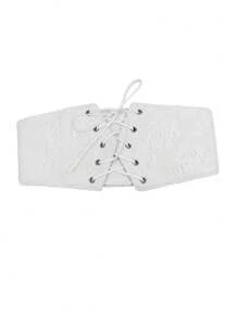 1pc Palace Style Elastic Waist Belt With Lace Decor, Waistline Cincher For Women's Dresses