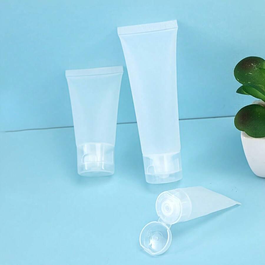 2/3pcs Empty Refillable Cosmetic Soft Tube Vial Bottles With Flip Cover Makeup Travel Sample Packing Storage Holder Container For Toothpaste Shampoo Facial Cleanser Body Lotion Home Bathroom Decor Fall Decor Back To School