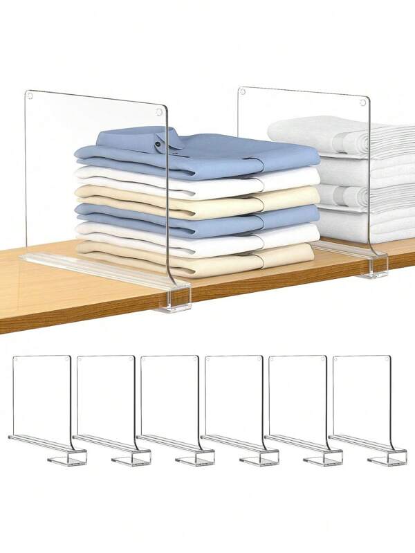 2/4/6/8 Stücke Acryl-Transparent Kleiderschrank Raumteiler, Kleiderschrank Lagerung, Tasche Lagerung, Buch Lagerung, Multifunktions Raumteiler und Wandplatte ohne Nägel Kleiderschrank Raumteiler Platte