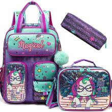 3PCS Girls' Backpack For Elementary School Girls' Backpack Backpack Set With Adjustable Shoulder Straps Lunch Bag And Pencil Case 3 Pieces Handheld Backpack - 189 Girls Schoolbag - View 4