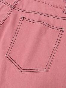 BLACKTOEXIT Spring/Autumn Men's & Women's High Street Sweet Cool Pink Loose Fit Versatile Denim Straight Leg Pants Fashionable Long Pants - Pink - View 10