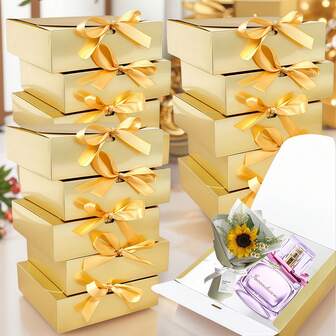 10/15pcs - Dazzle Gift Box With Lid, Best Man Proposal Box, Deluxe Dazzle Gift Box With Ribbon For Wedding Gift Box, Birthday Gift Box, Party Gift Box, Christmas Gift Box, Bridesmaid Gift Box, Graduation Gift, Valentine's Day Gift Box , Valentine Day