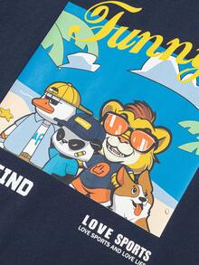 Balabala 男童速干100%纯棉T恤，休闲百搭夏季服装 - 深藍 - 查看 8