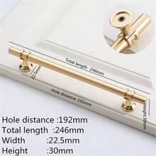 1 PC Modern Black Gold Door Handles Kitchen Cabinet Handles Solid Drawer Knobs Zinc Alloy Base Aluminum Alloy Rod Fashion Furniture Handle Hardware - Gold - View 19