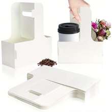 15 牛皮纸杯架，2 杯一次性外送饮料杯架带手柄，冷热饮杯架，咖啡杯架，送餐，外卖杯架