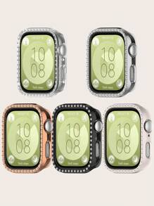 1 pieza Funda protectora con una de cristales de unicolor y estilo casual, a prueba de arañazos compatible con el reloj inteligente Watch Fit 3