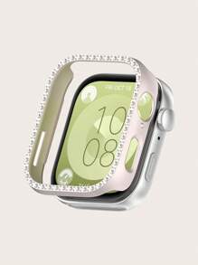 1 pieza Funda protectora con una de cristales de unicolor y estilo casual, a prueba de arañazos compatible con el reloj inteligente Watch Fit 3