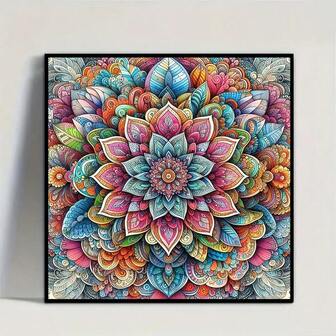 5D DIY Diamond Painting Kit, Mandala Flower Design, Round Acrylic Diamond Embroidery Cross Stitch Art Craft, Suitable For Wall Decoration, Surprise Gift Diamond Painting Diamond Art