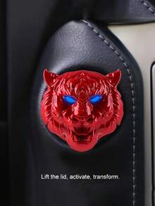 1pc Car Tiger Head Style One-Key Start Push Button Protection Cover, Interior Decorative Sticker - one-size - View 7