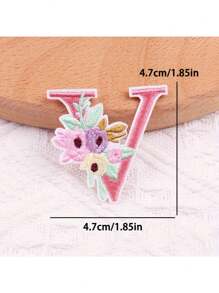 1 pieza, Parche bordado con flores para planchar con letras (A-Z), apliques decorativos para DIY en decoración de ropa, material de tela, calcomanías para ropa