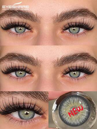  Eyeshare 1 Pair Grey Eye Contacts Natural Look Color Soft Contact Lens Blue Brown Eyes Makeup Lenses Suitable For Daily Dating And Festival Events Use To Enlarge Eyes,Yearly Use,14.5mm Halloween Costume Cosplay