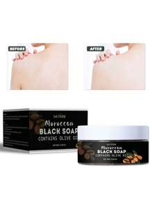 Jabón negro de Marruecos con aceite de argán y rosa, jabón negro de Marruecos, exfoliante corporal de jabón negro, gel de ducha exfoliante para piel suave