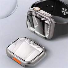 1pc Compatible With Apple Watch Plastic+Tempered Film Instant Change Protective Case Apple Watch Ultra 49MM Case Film Integrated Original Texture Tempered Glass Protective Watch Suitable For With Apple Watch Series 10/9/8/7/6/5/4/SE 46MM/45MM/44MM/42MM/41MM/40MM Instant Apple Watch Ultra Watch For Men&Women Watch Case - Titanium Color - View 5