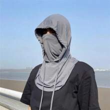 LOTANK Summer Thin Semi Transparent Full Face Sunscreen Hat Mask Outdoor Hiking Camping Thin UV Resistant Hat Neck Protection Hat