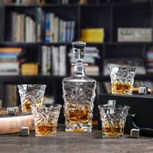 1 pièce / 2 pièces / 4 pièces / 5 pièces Ensemble de carafe à whisky de 900 ml / 30 oz, design créatif brillant. Bouteille et verre de whisky de luxe avec effet de glace fissurée, convient pour le brandy, le rhum, la téquila, la vodka, pour usage à la maison, en bar et en fête. Cadeau pour père, mari, petit-ami