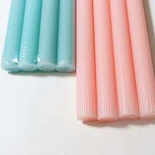 25cm(Approx.10in) / 20cm(Approx.8in) Minimalist Vertical Stripe Candles, Red/White/Blue/Green/Purple/Gray/Yellow/Orange/Pink/Black/Rose Red, Colored Candles, 8 Hours Burning Time/Pc, Geometric Striped Design, Suitable For Home Decor, Wedding, Gifts, Parties, Unscented Candles, Romantic Decorations, All Season - Multicolor - View 5