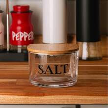 Glass Salt Shaker With Bamboo Lid 10x10x8cm - Wolff - Trong sáng - Xem 5