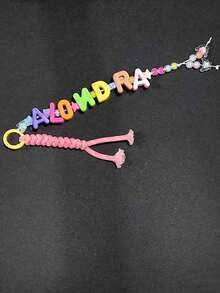 1pc Acrylic Custom Letter Keychain, Hand-Woven, Colorful Stars & Butterfly Beads, Bag Pendant