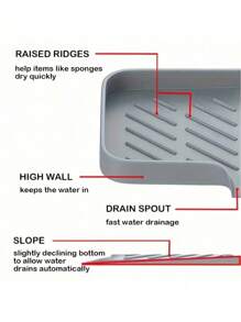 1pc Silicone Soap Dish With Drainage, Bathroom Soap Holder, Household Soap Rack, Drainage Soap Box, Suitable For Kitchen Use