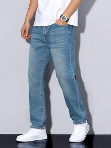 Teenagers' Fashionable Casual Personalized Ins-Style Light Blue Denim Jeans