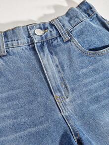 Quần short denim bạc màu dáng thường ngày cho bé trai tuổi teen, mùa hè. - Rửa trung bình - Xem 7