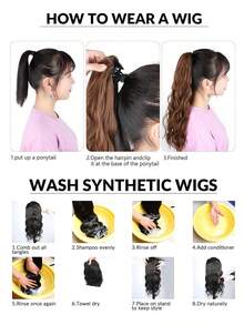 Stufenklammer für verwuschelte Dutt Haarverlängerungen für Frauen, verwuschelte wellige lockige Haardutts, Hochsteckfrisuren Haarverlängerungen mit Synthetikhaaren Dutt Zopf Verlängerung (Dunkelbraun)