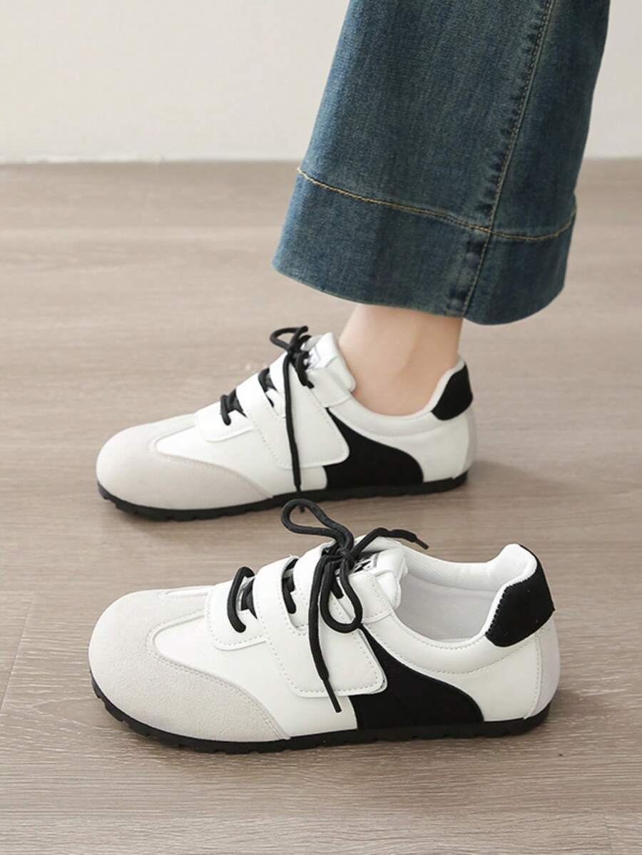 女士休闲一脚蹬运动鞋，软底，轻便，魔术贴绑带，学院风，尺码 36-41，2025 年春秋季新款百搭多巴胺休闲鞋