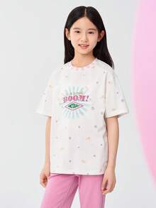 Balabala Kaos Anak Perempuan, Atasan Cepat Kering Musim Panas 2025 - Nada putih - View 2