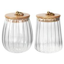 2-Pack Glass Kitchen Canisters (24 Oz) – Airtight Tea/Coffee/Sugar Storage Jars With Metal Handles – Pantry Organizers For Beans, Nuts, Spices – Clear Conical + Oval Jars (700ml Capacity) - Transparent - View 10