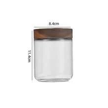 Kitchen Glazed Canister For Dry Fruits & Snacks, Large Capacity Food Storage Container With Airtight Wooden Lid