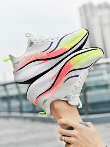 Scarpe casual da running da uomo in maglia leggera con assorbimento degli urti e suola in carbonio, traspiranti e di taglia oversize