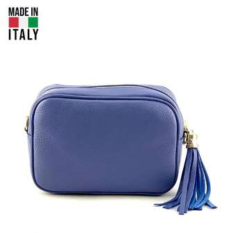 Fyrkantig väska med detaljerad fransdekoration – äkta läder, tillverkat i Italien, klassiskt och minimalt