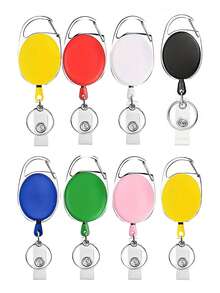 1PC/7pcs Multicolor Oval Multifunctional Retractable Key Chain Badge Card Holders Keychain Accessories, Retractile Key Badge Reel Cord Clip With Belt Clip And Key Ring Bag Pendant Car Keychain Bag Lanyards With Id Holder Car Accessories Bag Charms - Multicolor - View 12