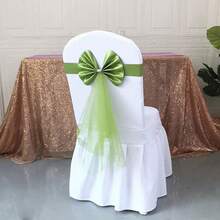 1pc Chair Back Decoration Bowknot, No Need To Tie, For Wedding, Party, Chair Cover - Multicolor - View 4