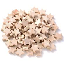 50 件天然木质星星、花朵、心形、圆形、蝴蝶形带孔，适合手工制作和 DIY 珠宝制作 - 多款式 - 查看 11