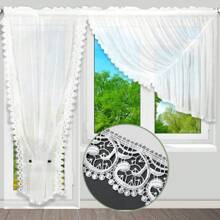 Cortina translúcida estilo minimalista nórdico, leve e respirável, efeito de luz suave, design de renda requintado, 1 peça, 550 * 150 cm, adequada para uso em sala de estar/quarto/casamento