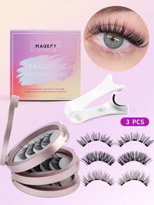 MAGEFY Bộ 4/3 cặp lông mi giả từ tính Manga, Lông mi cong CC tự nhiên, Lông mi từ tính có thể tái sử dụng kèm 1 dụng cụ chuyên nghiệp, Bộ lông mi từ tính tròn, Lông mi từ tính không cần keo, Dễ dàng đeo và tháo, Trông tự nhiên, Lông mi Manga nhọn tự nhiên 3D Lông mi mềm mại, Lông mi giả, Lông mi, Lông mi, Lông mi giả - Mi tự nhiên - Xem 1
