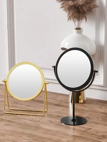1pc Desktop Rotatable Metal Frame Single-Sided Mirror , Makeup Mirror,Bathroom Mirror,For Home Use And Dressing Table, Portable And Simple Style Home Bathroom Decor Summer Makeup Organizer Bathroom Accessories Back To School - Multicolor - View 2