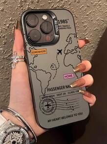 1 pieza Funda de teléfono dura de PC con borde suave y diseño colorido de patrón de ruta de avión, compatible con Apple iPhone 16 Pro Max/16 Pro/16 Plus/16/11/11 Pro/11 Pro Max/12/12 Pro/12 Pro Max/13/13 Pro/13 Pro Max/14/14 Plus/14 Pro/14 Pro Max/15/15 Plus/15 Pro/15 Pro Max y series S25