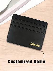 1pc Customized Name Black Card Bag, Large Capacity Card Holder, Small Card Holder, Multiple Card Holders, Women's Small And Compatible With Both Men And Women, Daily Use, Dates, Birthdays, Holidays, Back To School, Summer, Holidays, Beaches, Travel, Commuting, Business, Students, Picnics, Camping, Supermarkets,New Year Glamour - Black - View 1