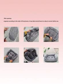 PETSIN 1 件可爱毛绒矩形四季防滑宠物床垫，加厚保暖内衬，适合中小型犬、猫、兔子等宠物，舒适的室内宠物床/沙发，母亲节好礼物 - 灰色 - 查看 10