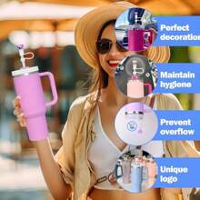 1pc/2pcs/6pcs Rhinestone Straw Cap, Suitabl E For Cups 30oz And 40oz, Dustproof Silicone Straw Caps, Reusable Straw Cover For 10mm (0.4in) Straws, Cup Accessories