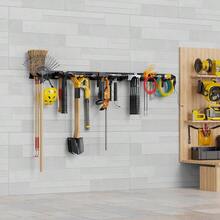 Garagen-Organizer Wandhalterung 162 cm 20 Stück robuster Garten-Werkzeug-Organizer verstellbare Werkzeug-Aufbewahrung Haken Hof-Schuppen-Werkzeug-Organizer hält max. 408 kg - Schwarz1 - Übersicht 2