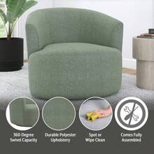 Mainstays Boucle Swivel Chair Olive - Olive as pic - View 3